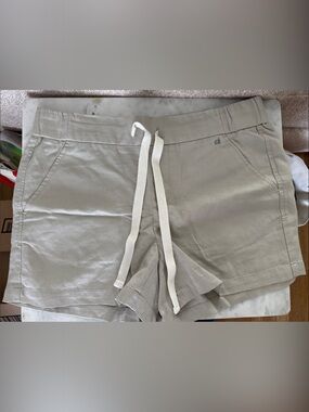 Calvin Klein Women's Light Khaki Drawstring Linen-Blend Shorts